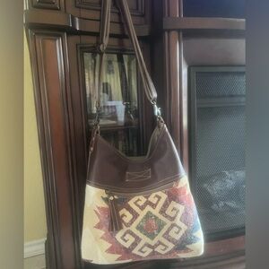 NWOT - MYRA Brown and Cream Patterned Women's Shoulder Bag